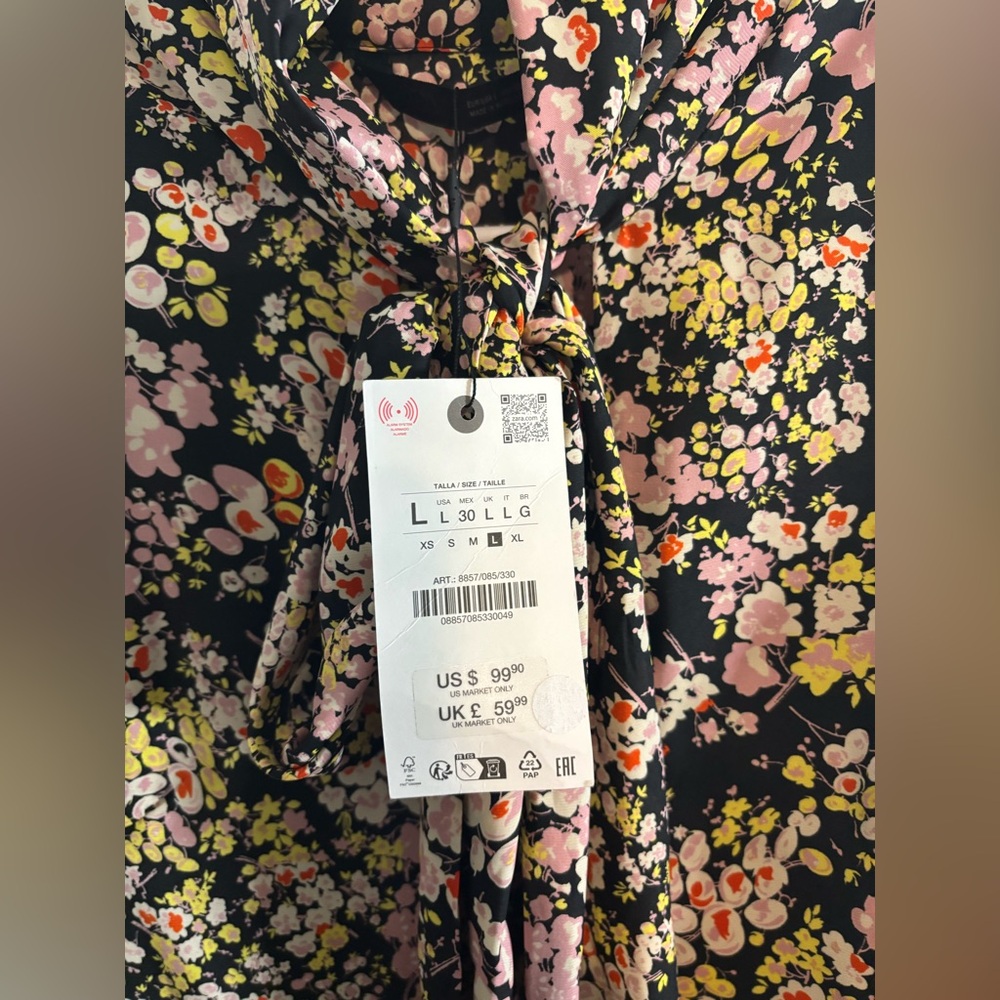 Zara ZW COLLECTION FLORAL MIDI DRESS size L NWOT - Picture 7 of 8